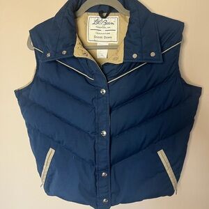Vintage L.L. Bean Goose Down Puffer Vest – Blue & Tan – Size Large